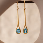Serena Swiss Blue Topaz Earrings, handcrafted earrings in 24K gold vermeil