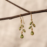 Leaf Peridot Earrings, handcrafted earrings in 24K gold vermeil