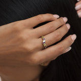Asymmetrical Amethyst and Peridot Ring