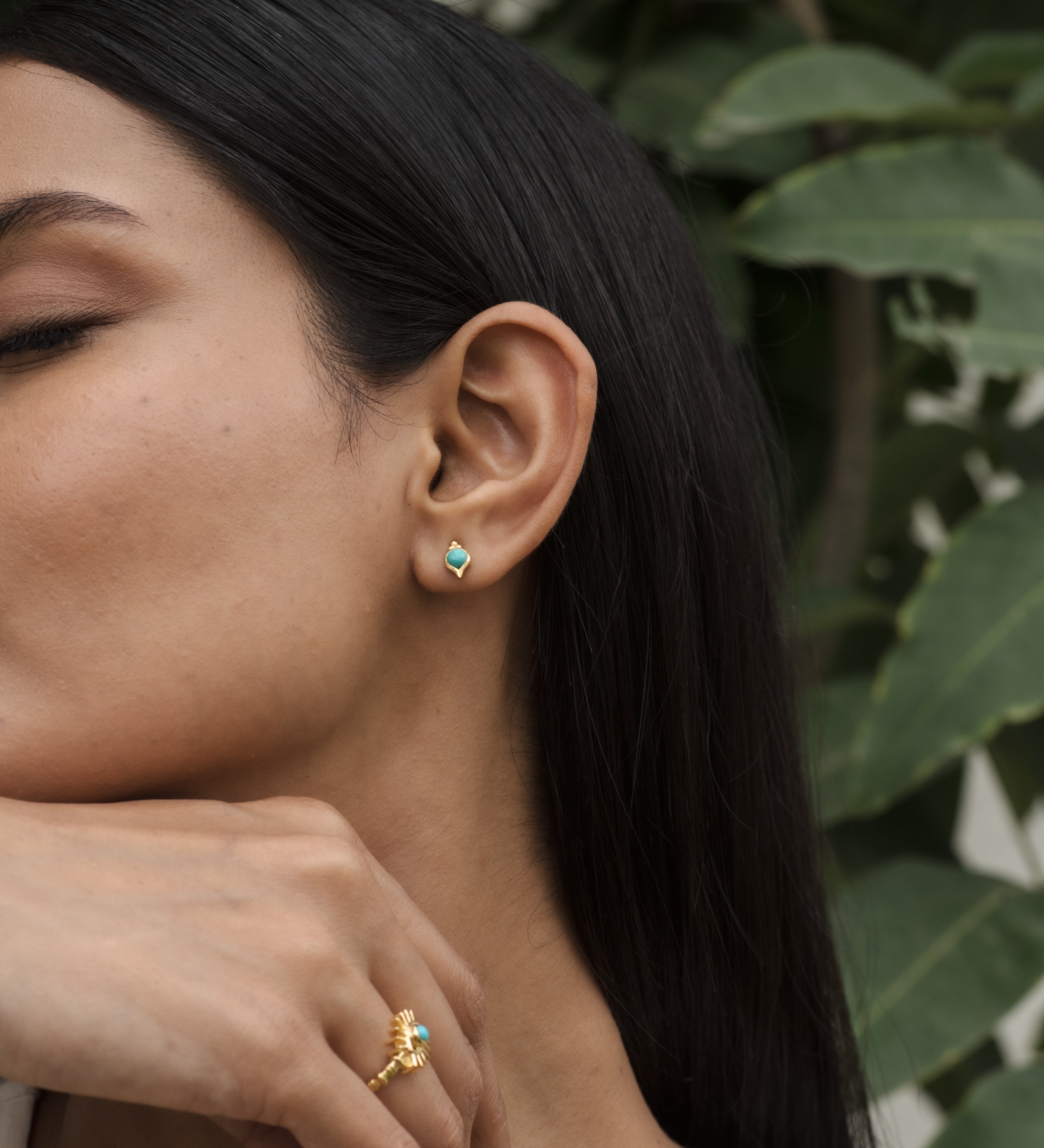 Sands of Arizona Studs, handcrafted earrings in 24K gold vermeil