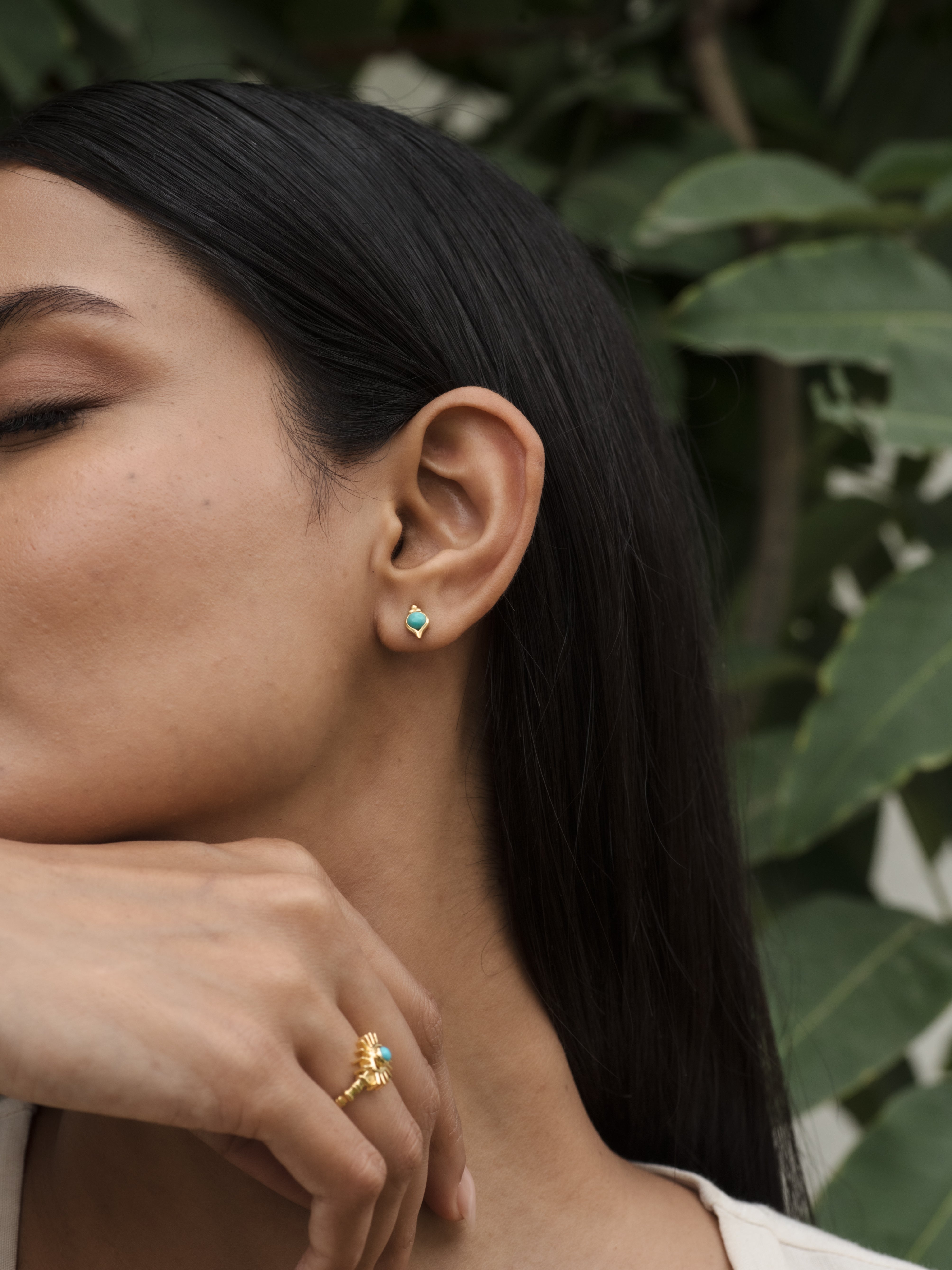 Sands of Arizona Studs, handcrafted earrings in 24K gold vermeil