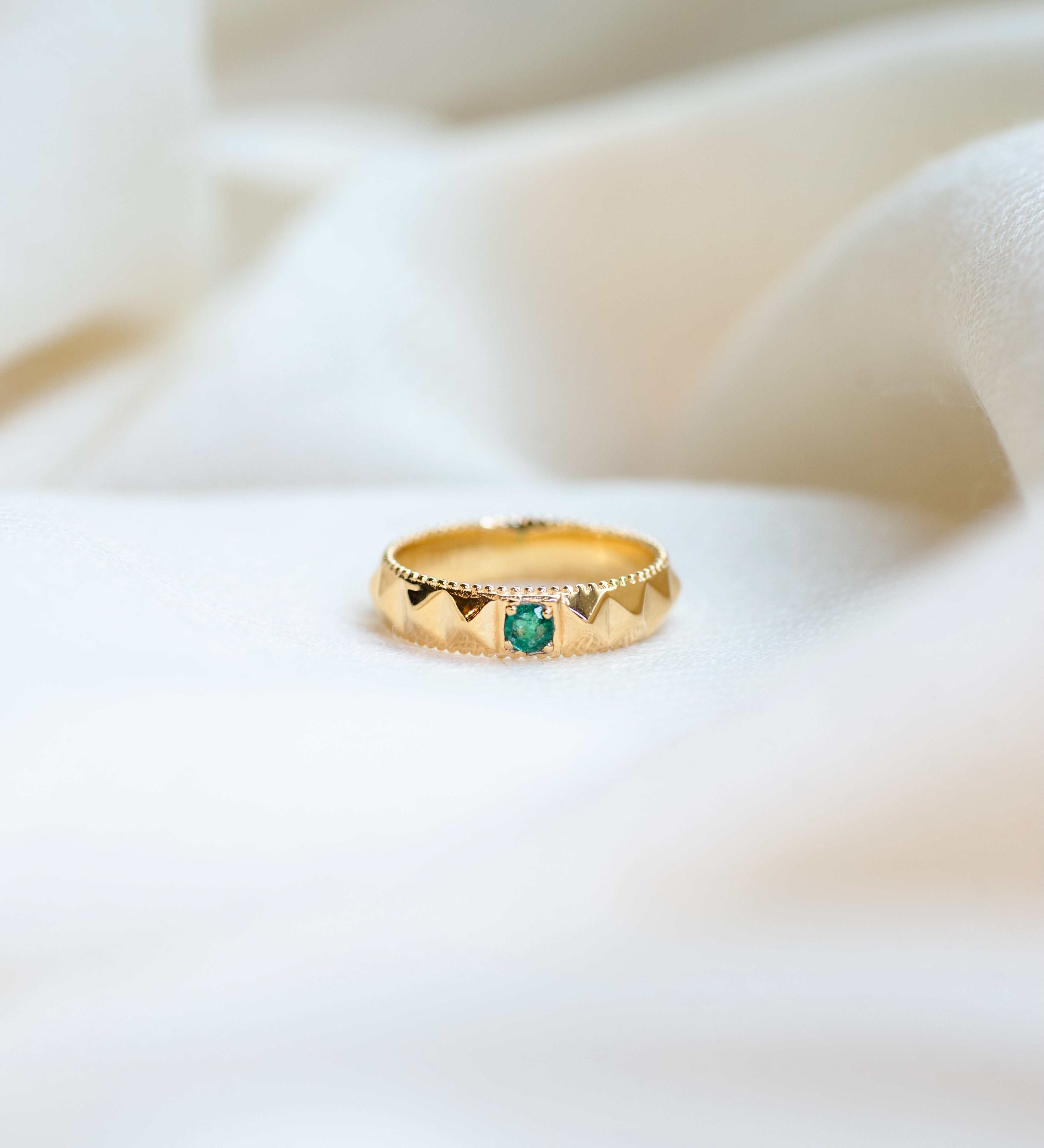 Verdant Crown Stacking Ring, handcrafted ring in 24K gold vermeil