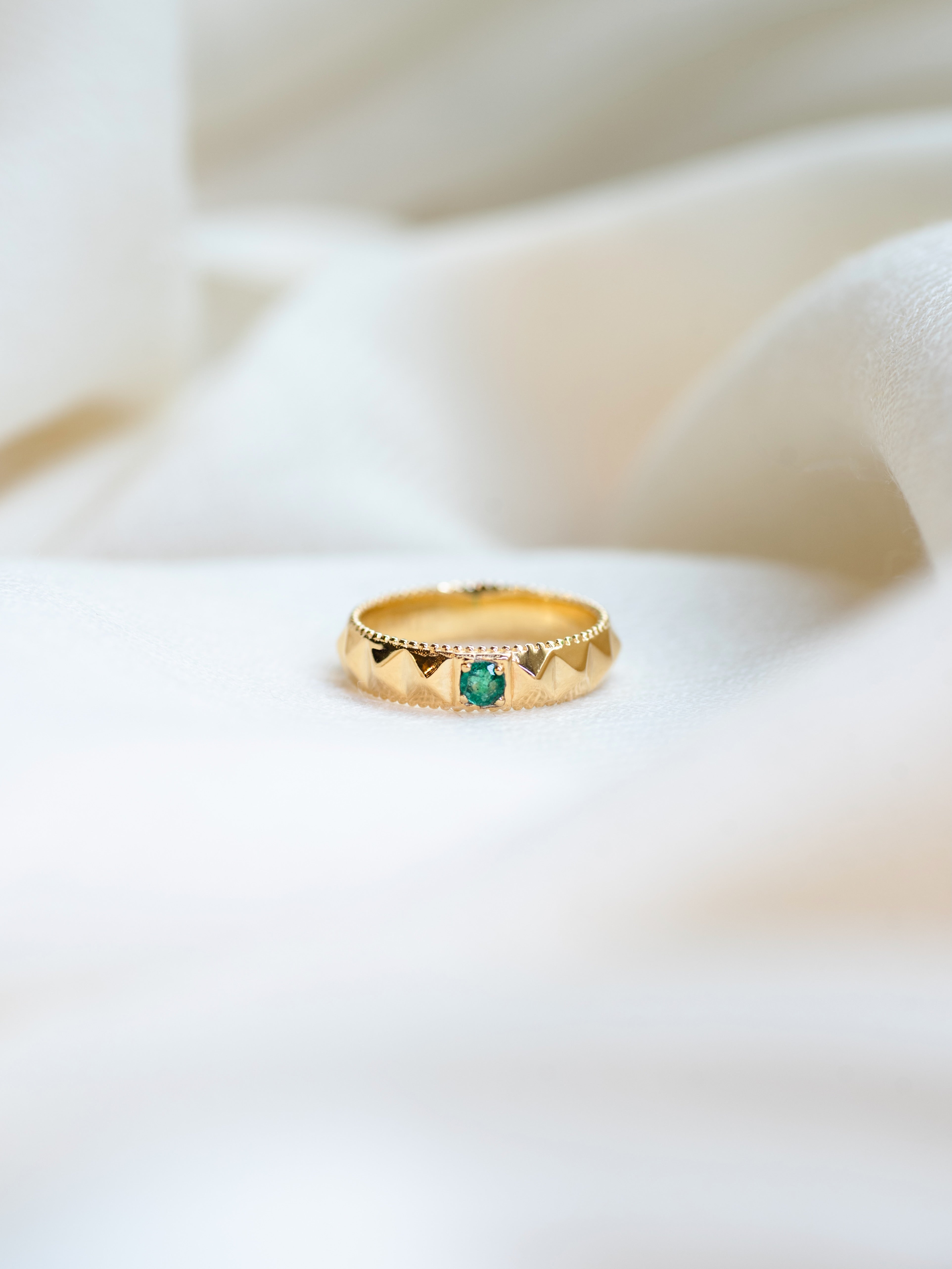 Verdant Crown Stacking Ring, handcrafted ring in 24K gold vermeil