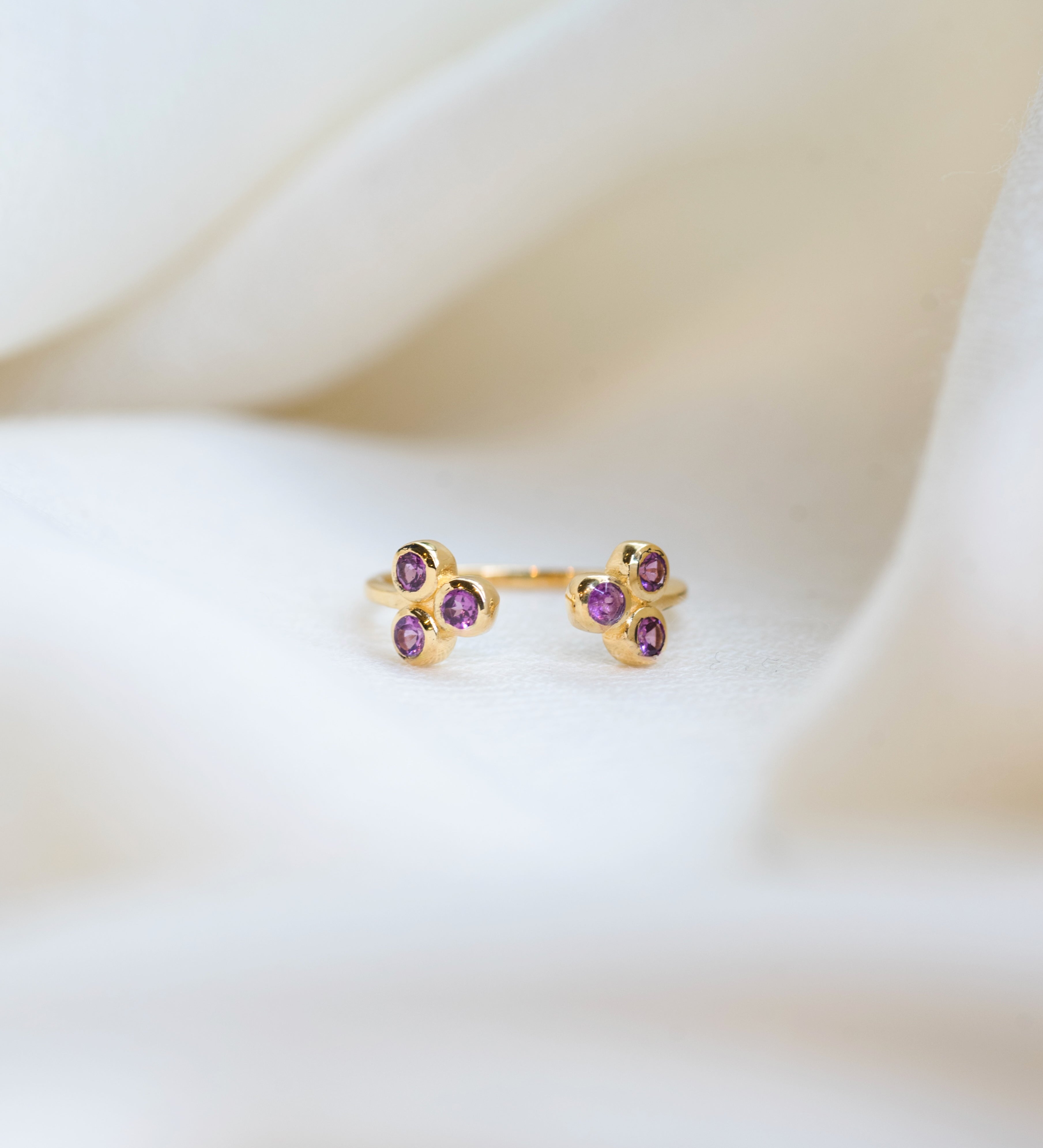 Trinity Garnet Ring, handcrafted ring in 24K gold vermeil