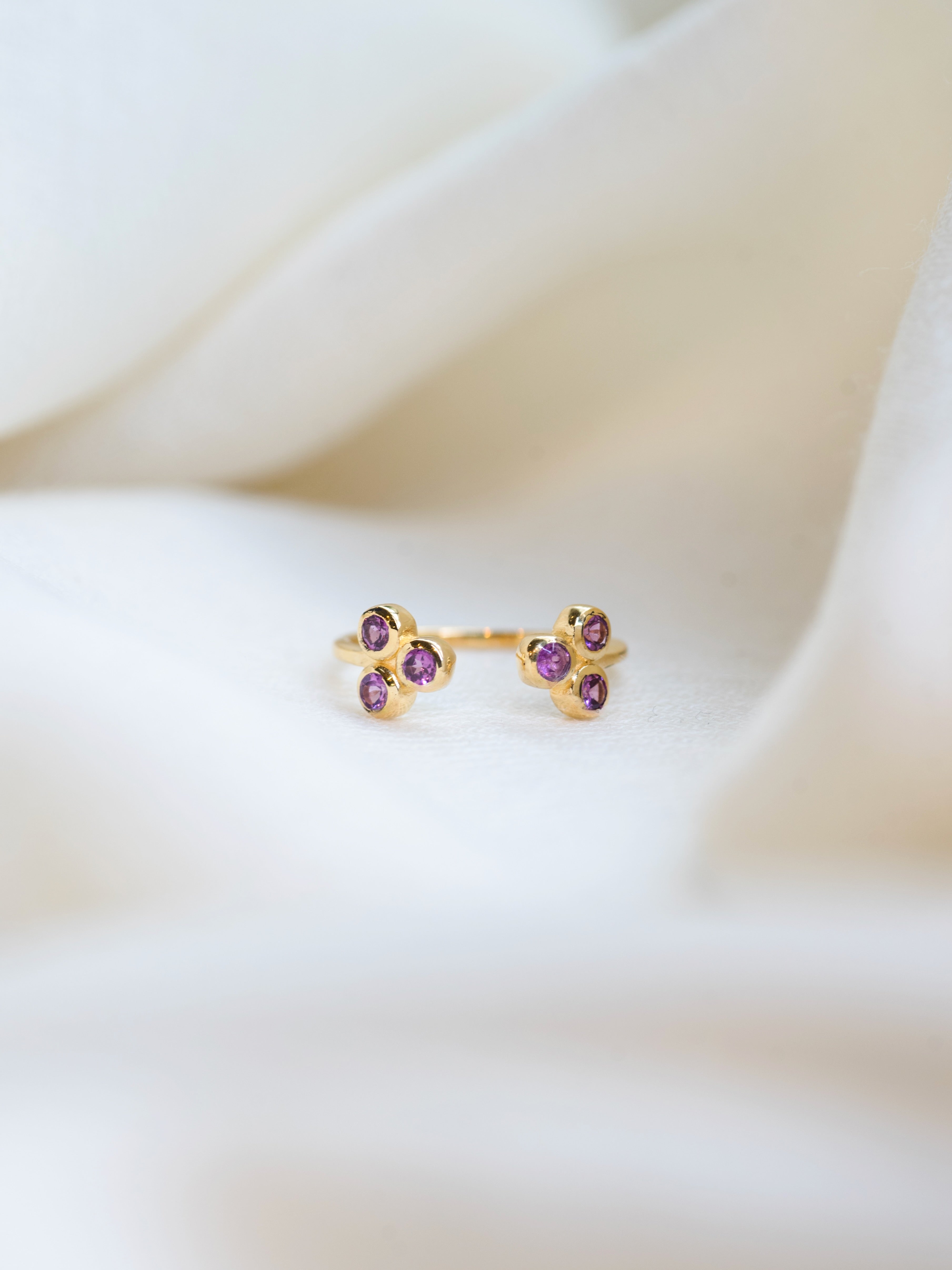 Trinity Garnet Ring, handcrafted ring in 24K gold vermeil