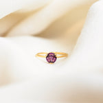 Rhodolite Garnet Circle Ring, handcrafted ring in 24K gold vermeil