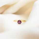 Rhodolite Garnet Circle Ring, handcrafted ring in 24K gold vermeil