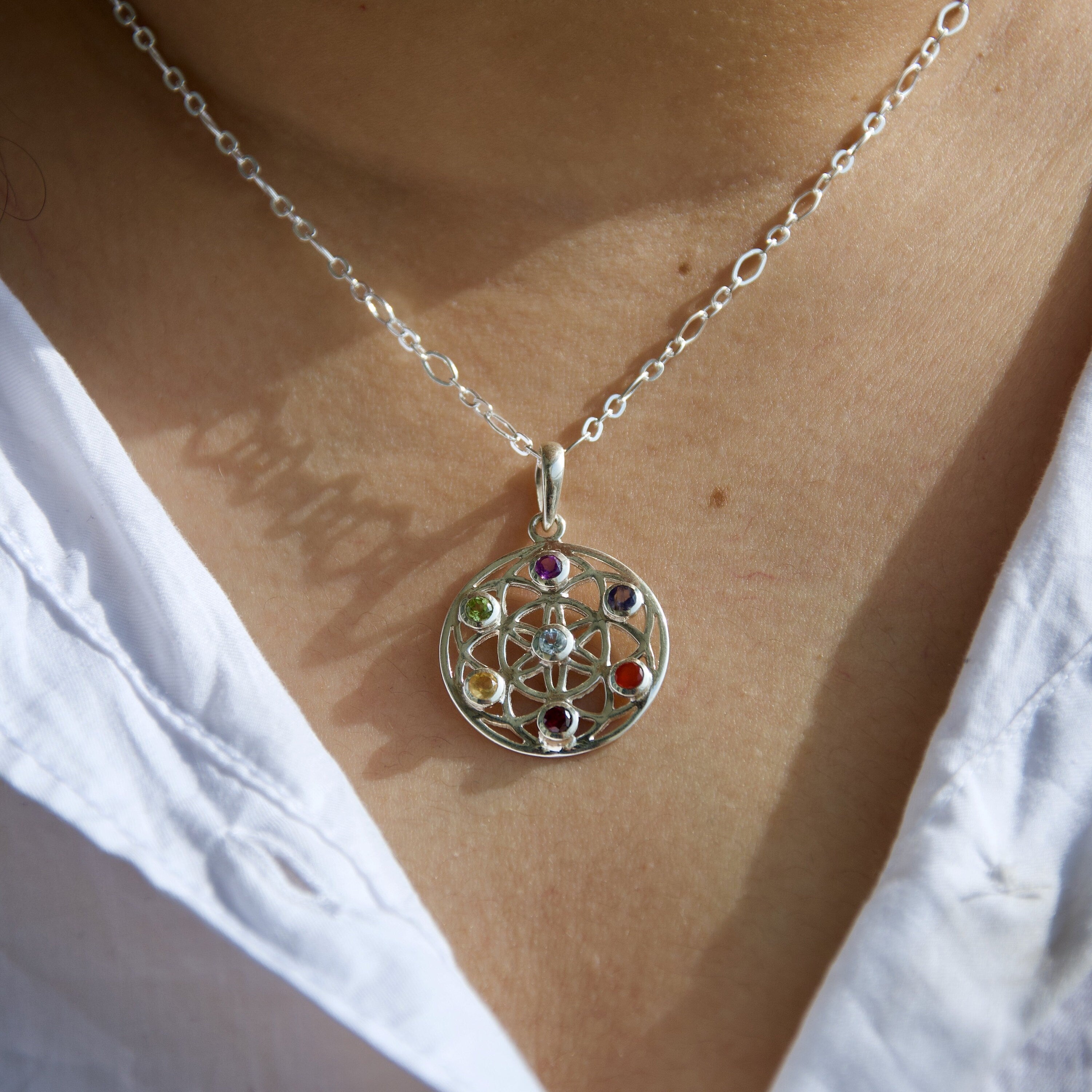 Flower Of Life Chakra Pendant