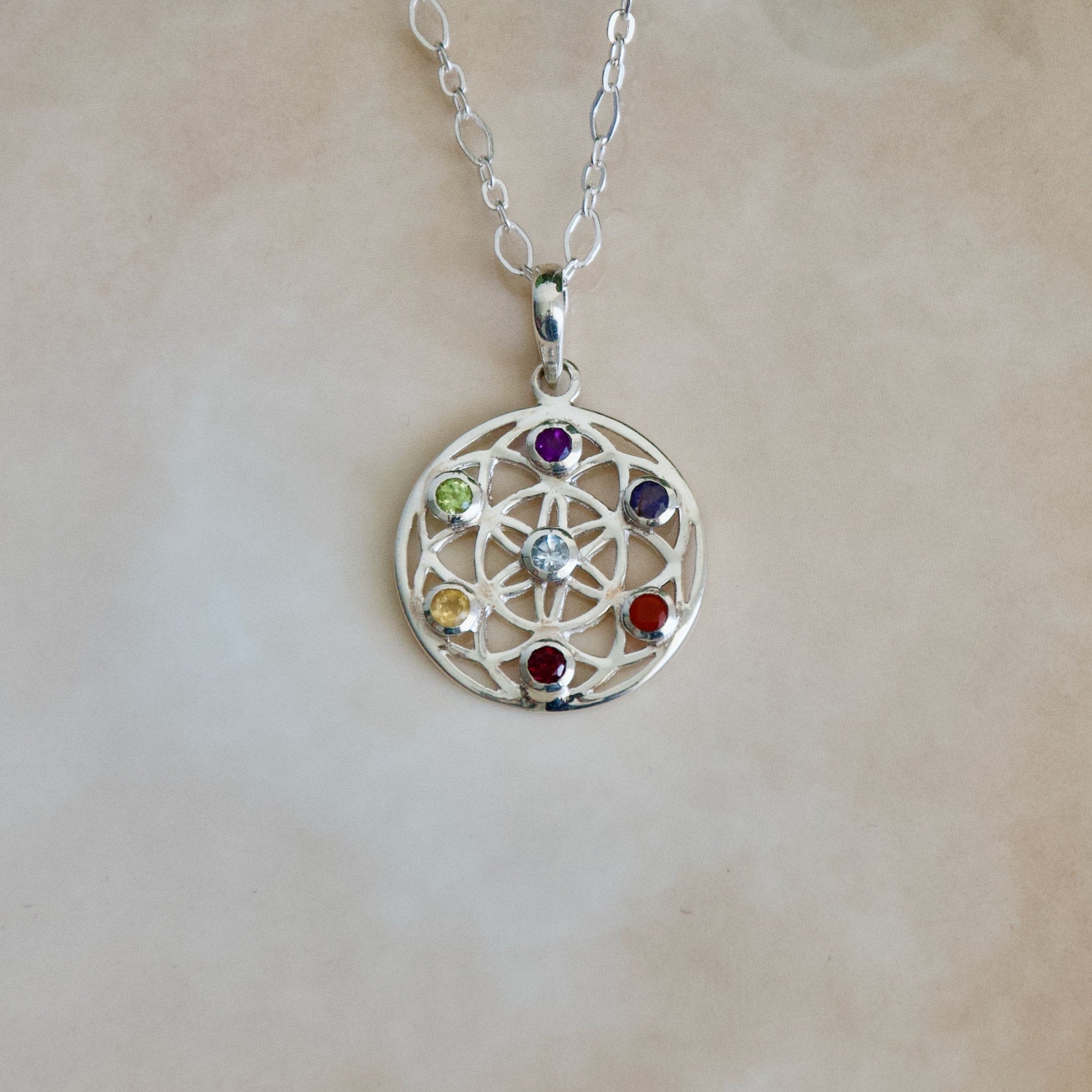 Flower Of Life Chakra Pendant in 925 sterling silver