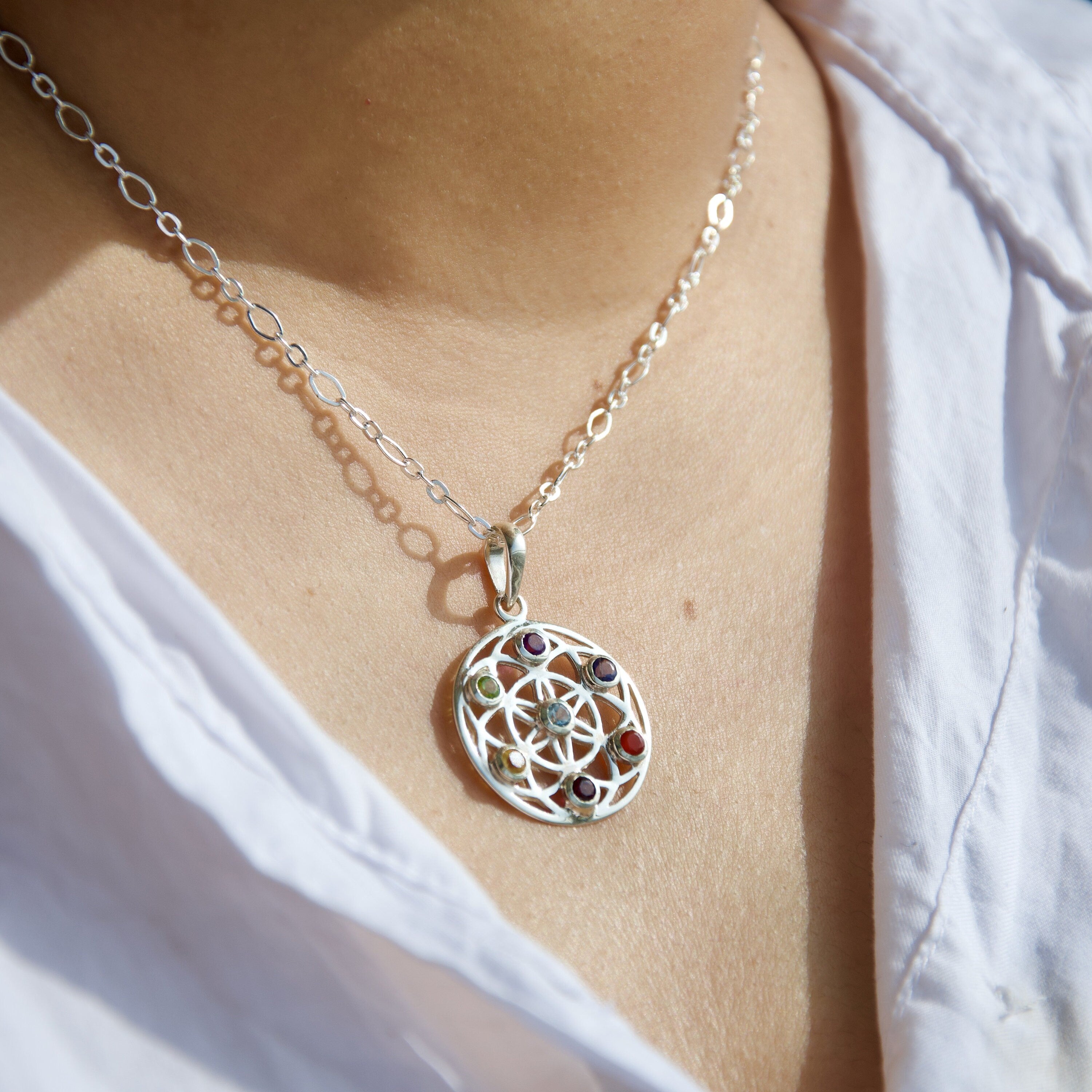 Flower Of Life Chakra Pendant
