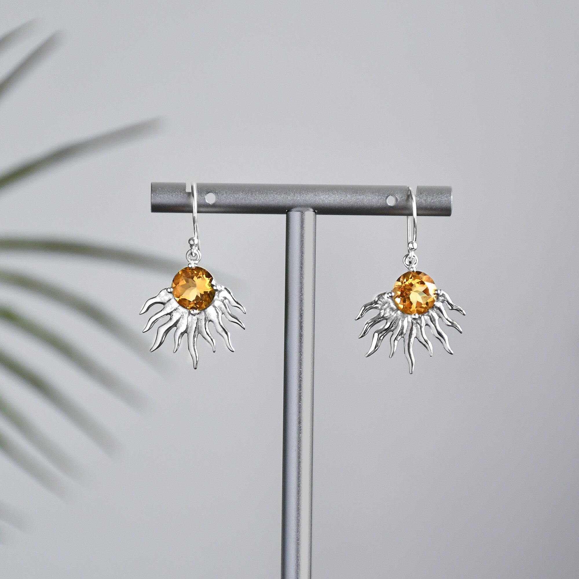 Citrine Sun Ray Earrings