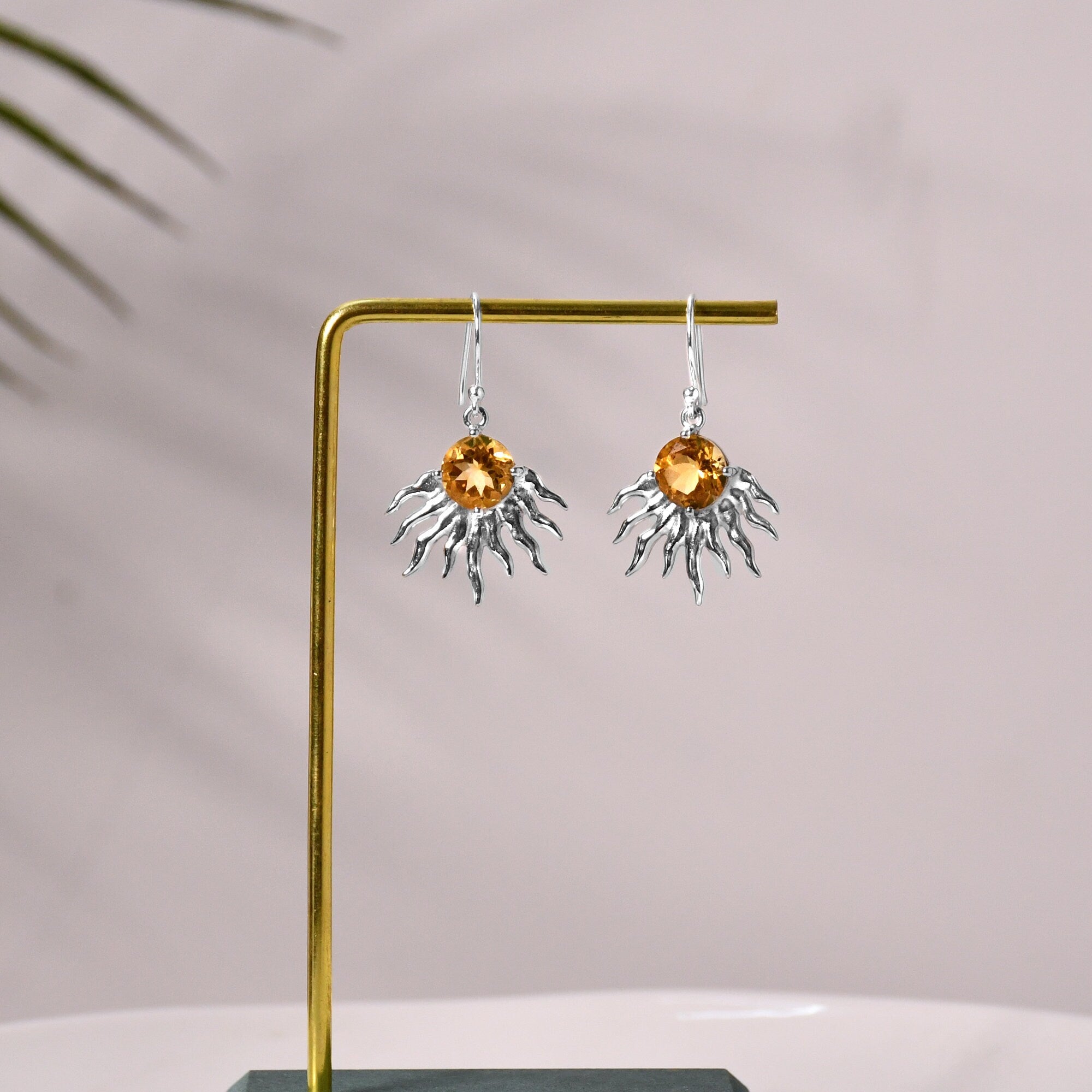 Citrine Sun Ray Earrings
