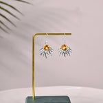 Citrine Sun Ray Earrings in 925 sterling silver