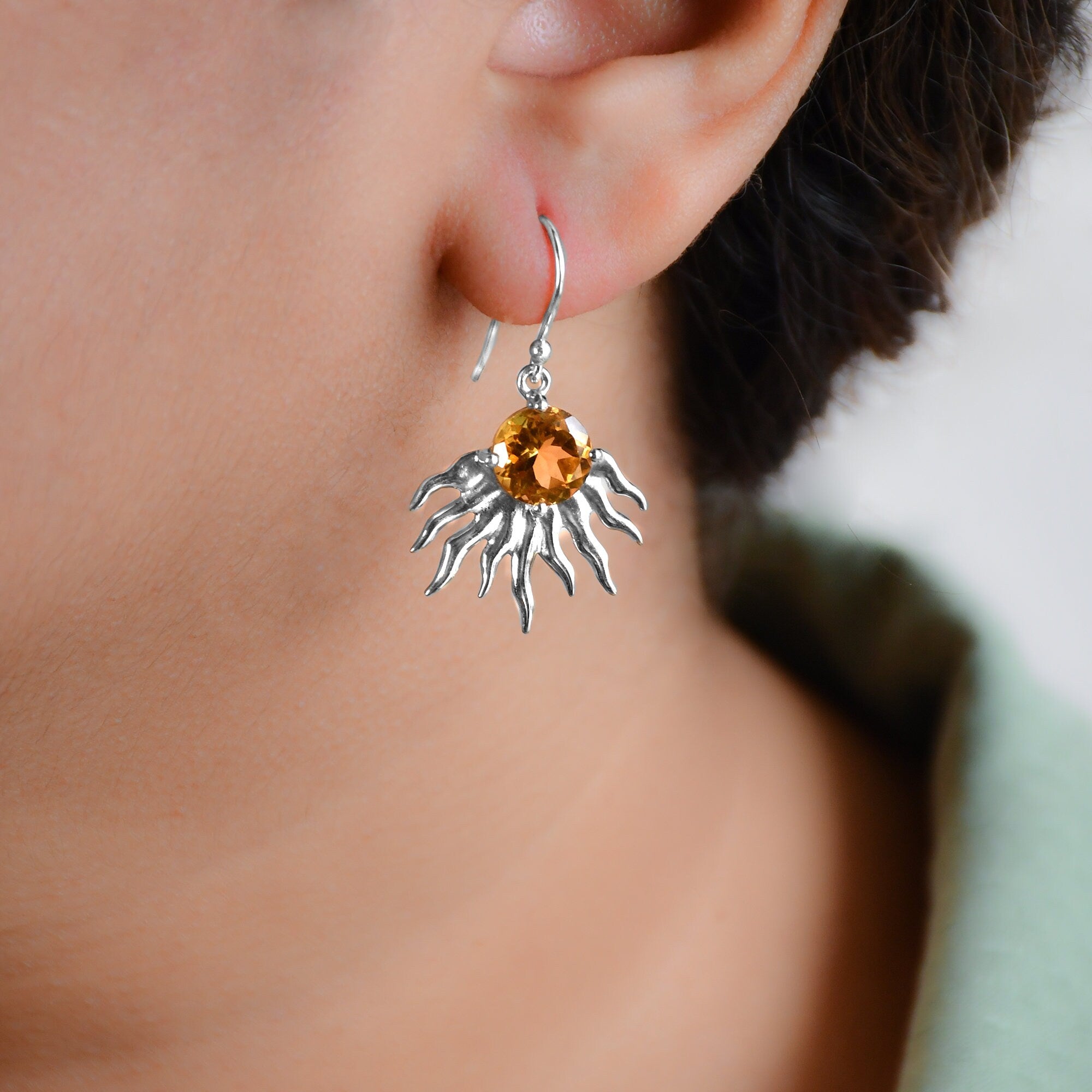 Citrine Sun Ray Earrings
