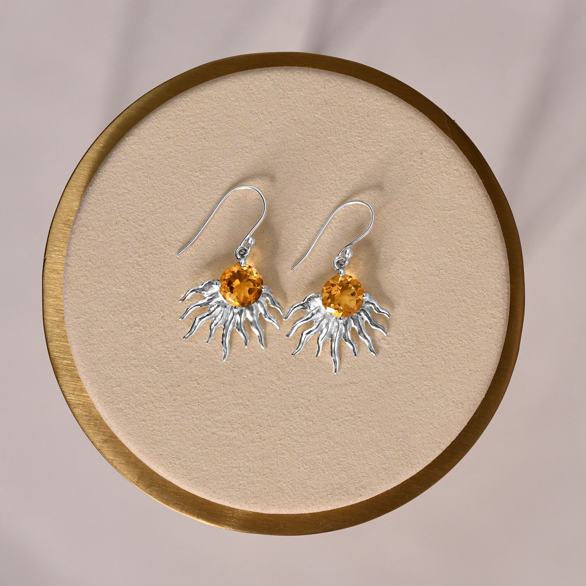 Citrine Sun Ray Earrings