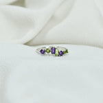 Asymmetrical Amethyst and Peridot Ring in 925 sterling silver