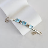 Blue Topaz Tennis Cuff Bracelet