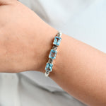 Blue Topaz Tennis Cuff Bracelet
