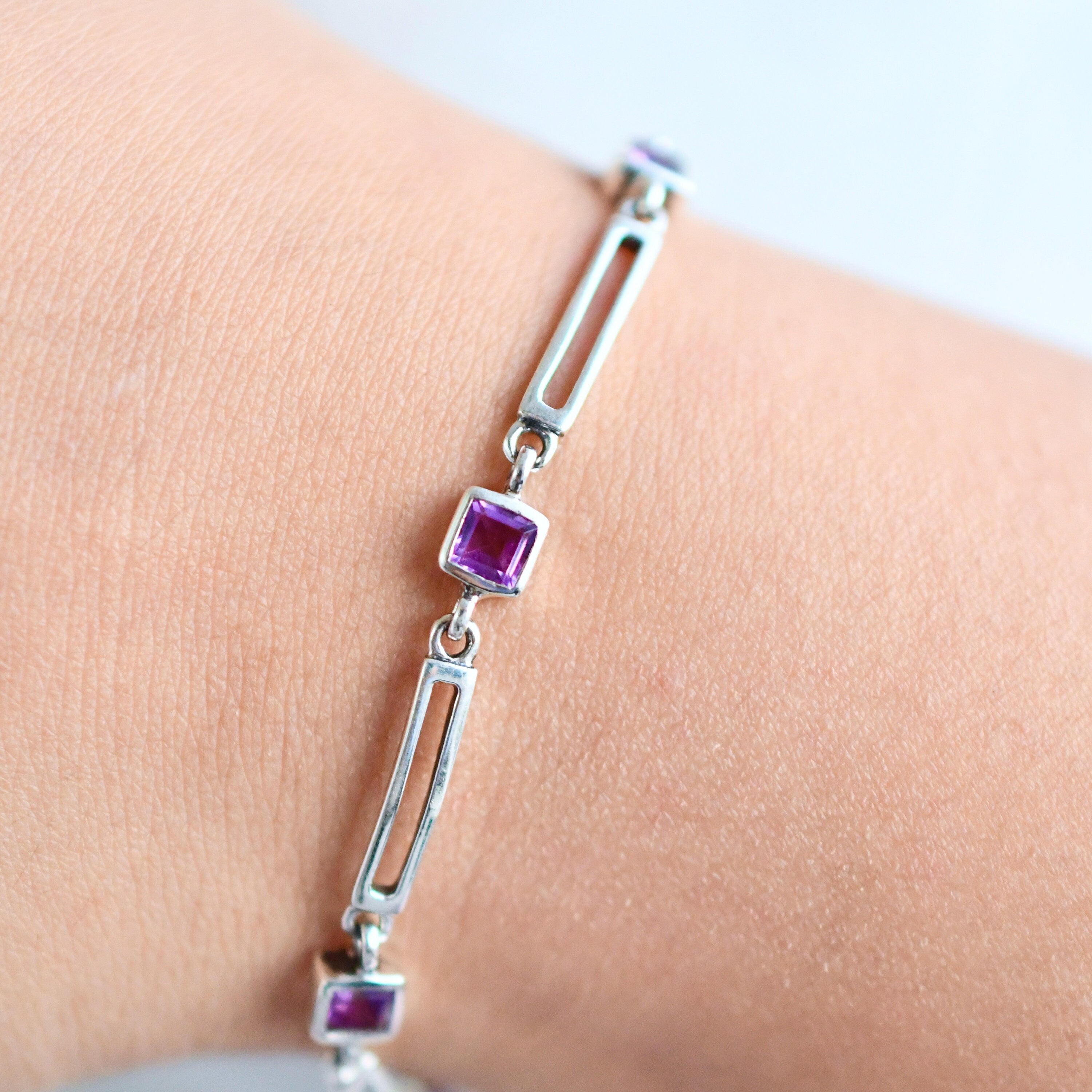 Square Amethyst Bracelet