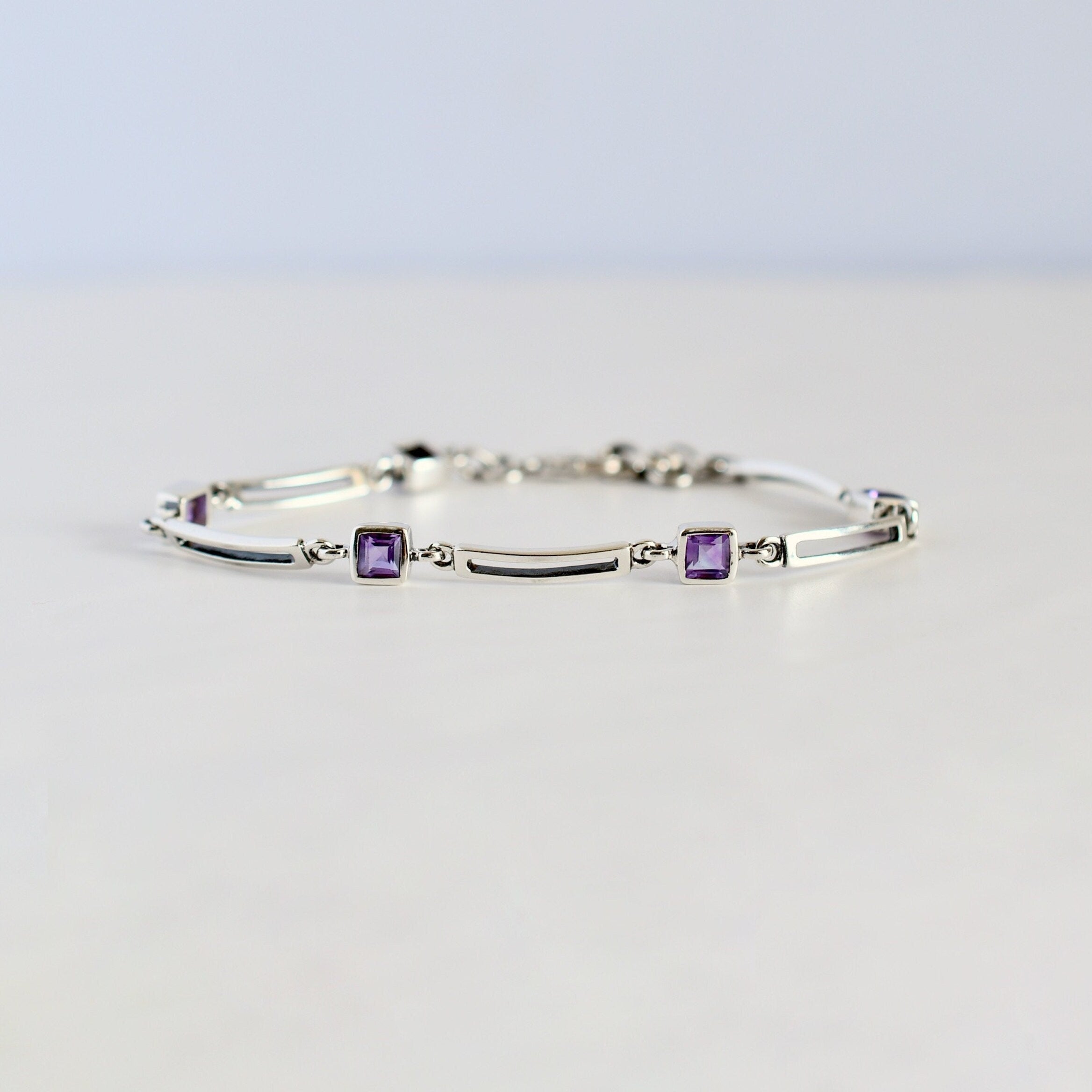 Square Amethyst Bracelet