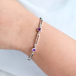 Square Amethyst Bracelet in 925 sterling silver