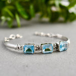 Blue Topaz Tennis Cuff Bracelet