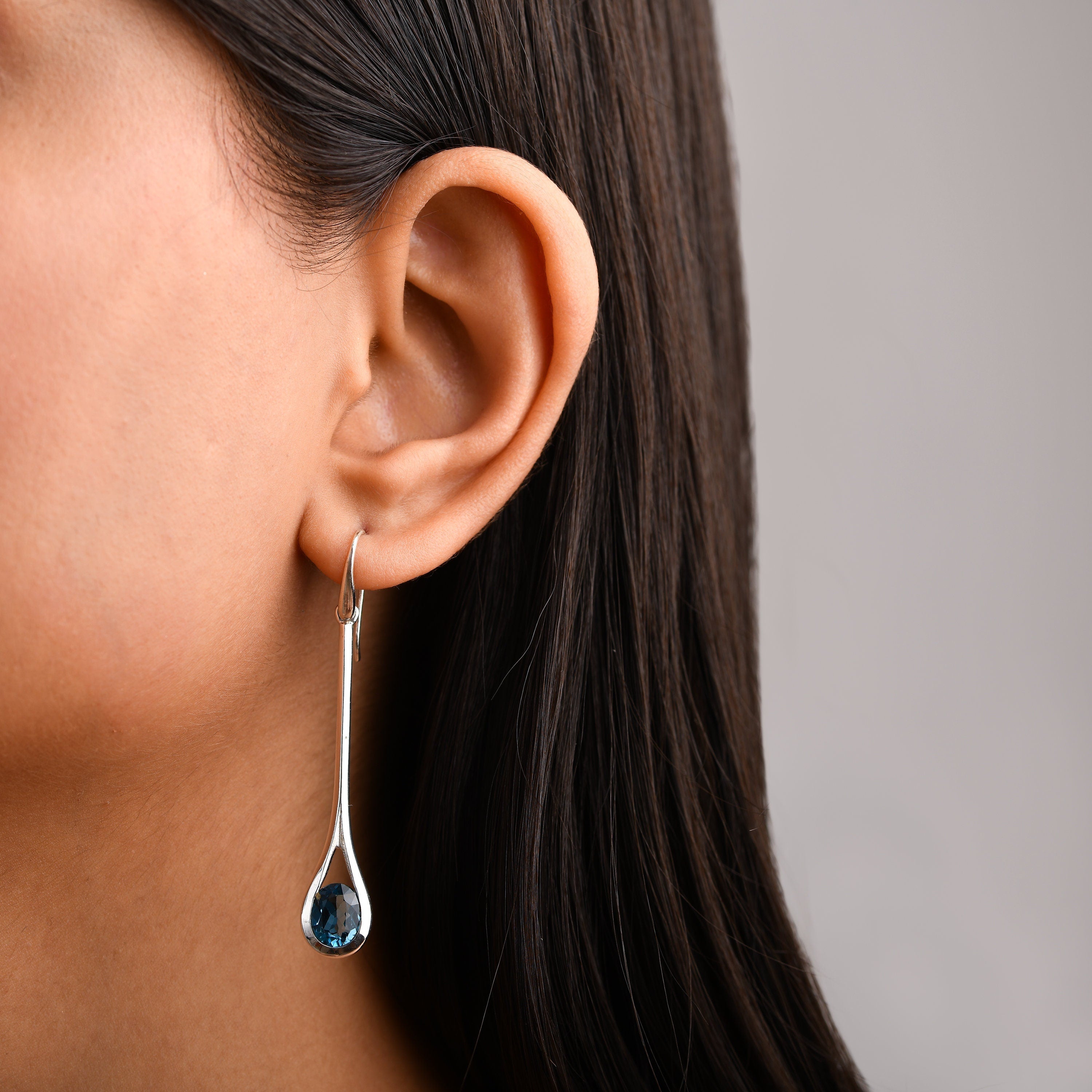 Swiss Blue Topaz Drop Earrings