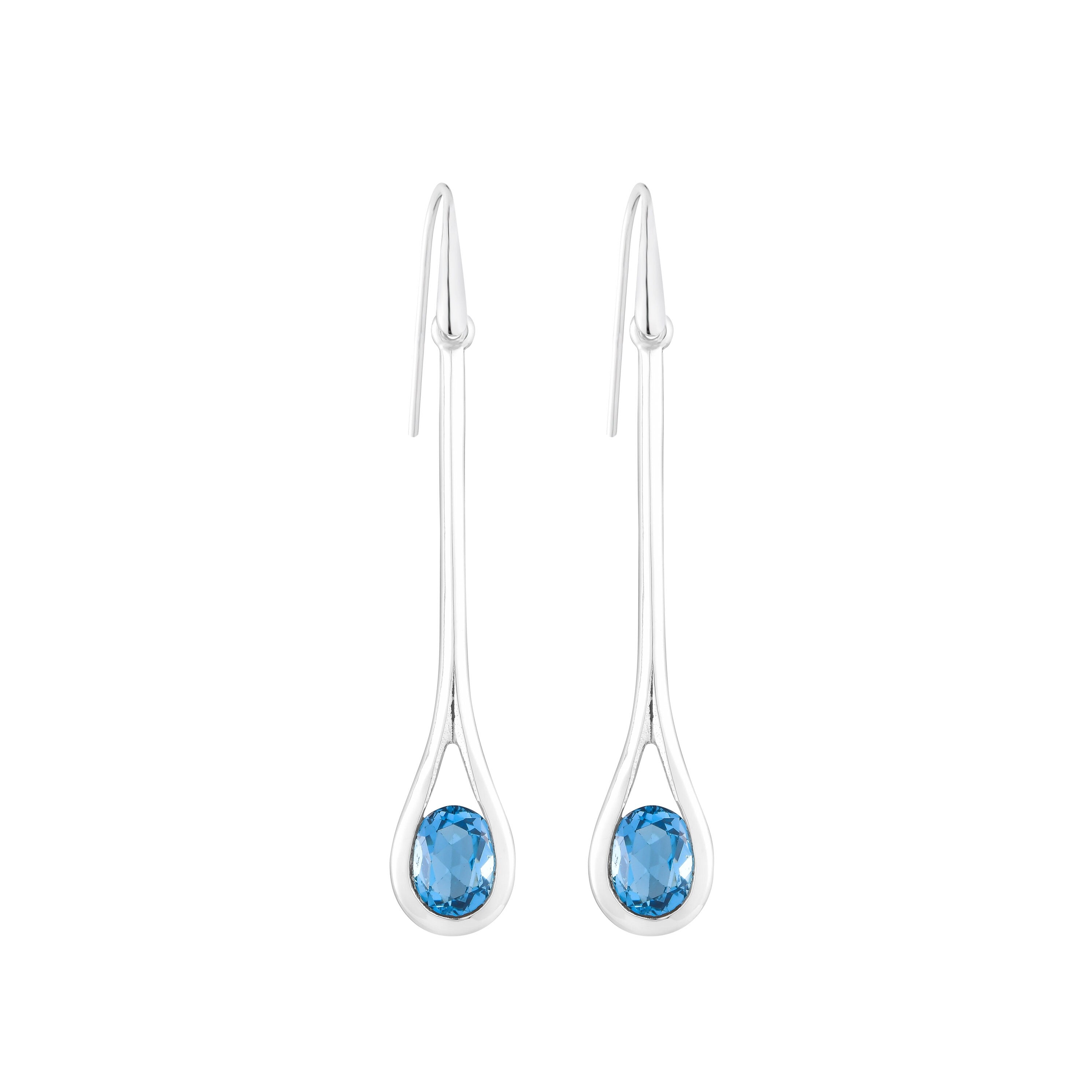 Swiss Blue Topaz Drop Earrings
