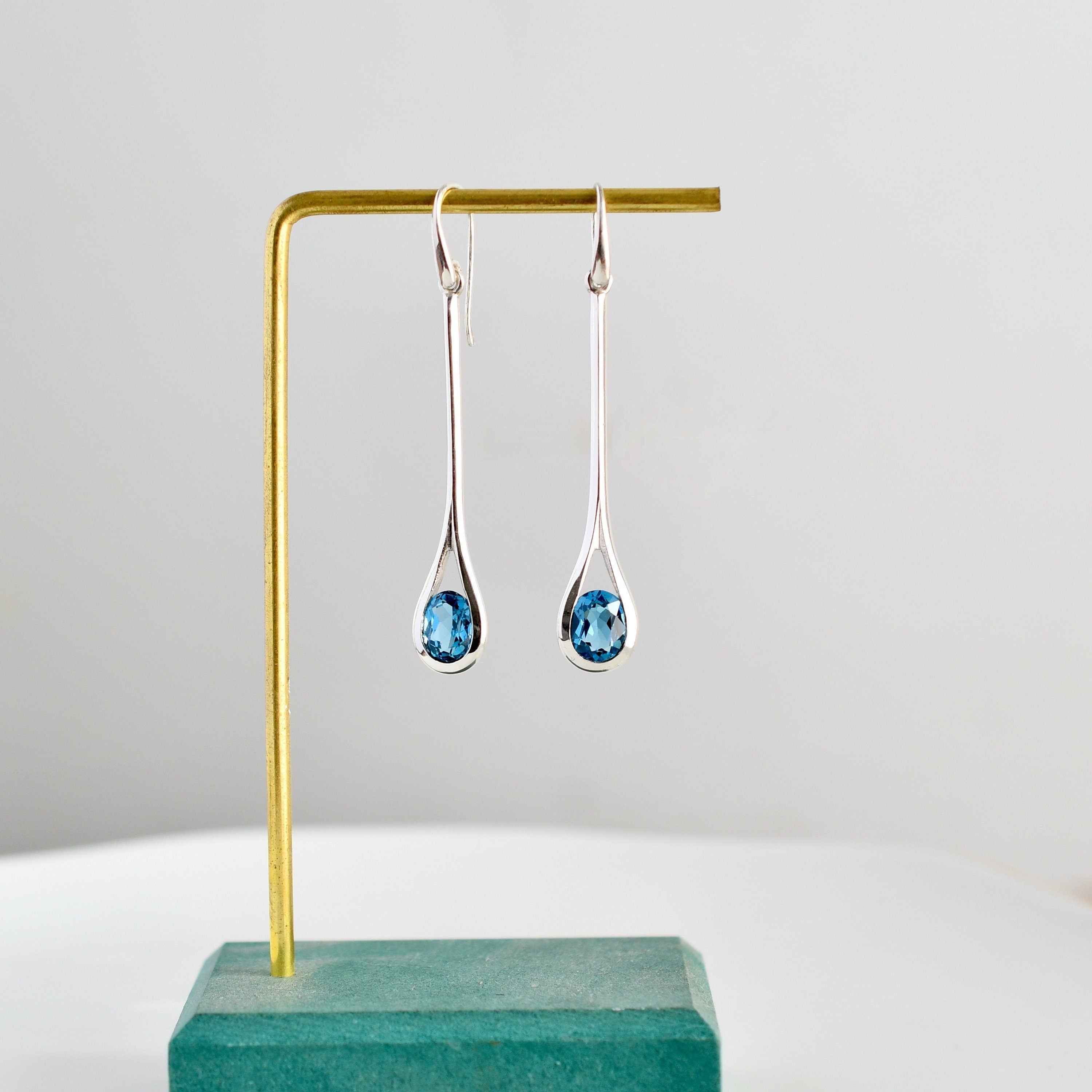 Serena Swiss Blue Topaz Earrings in 925 sterling silver