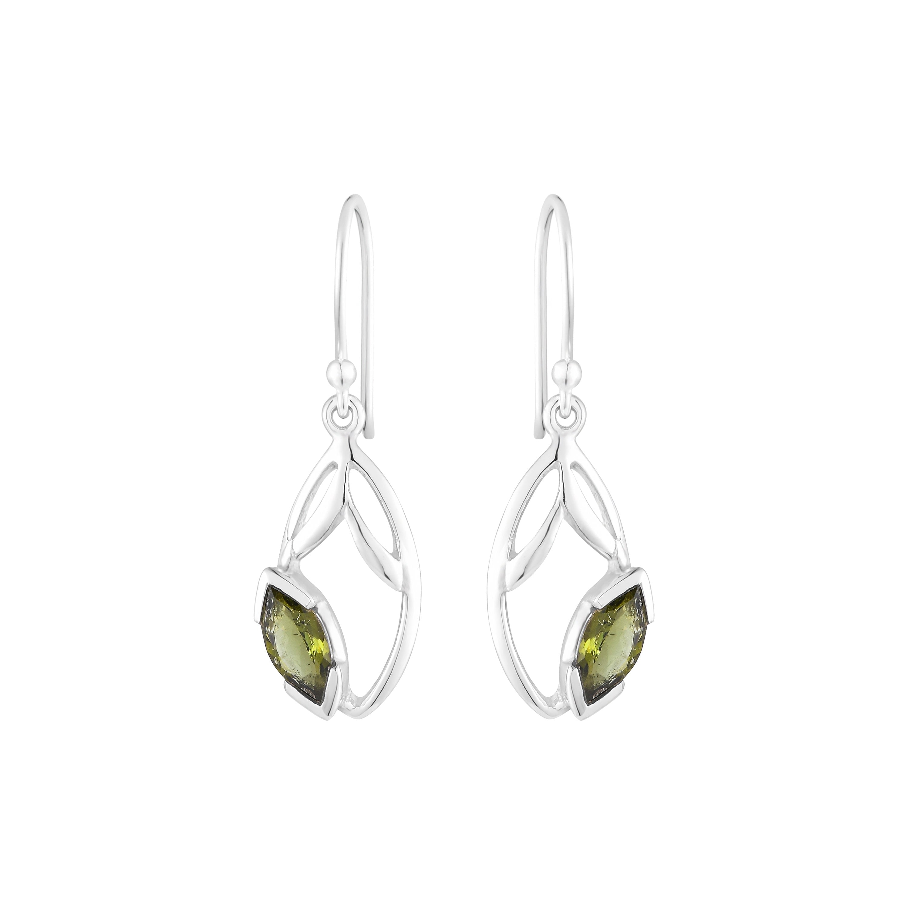 Green Tourmaline Leaf Earrings