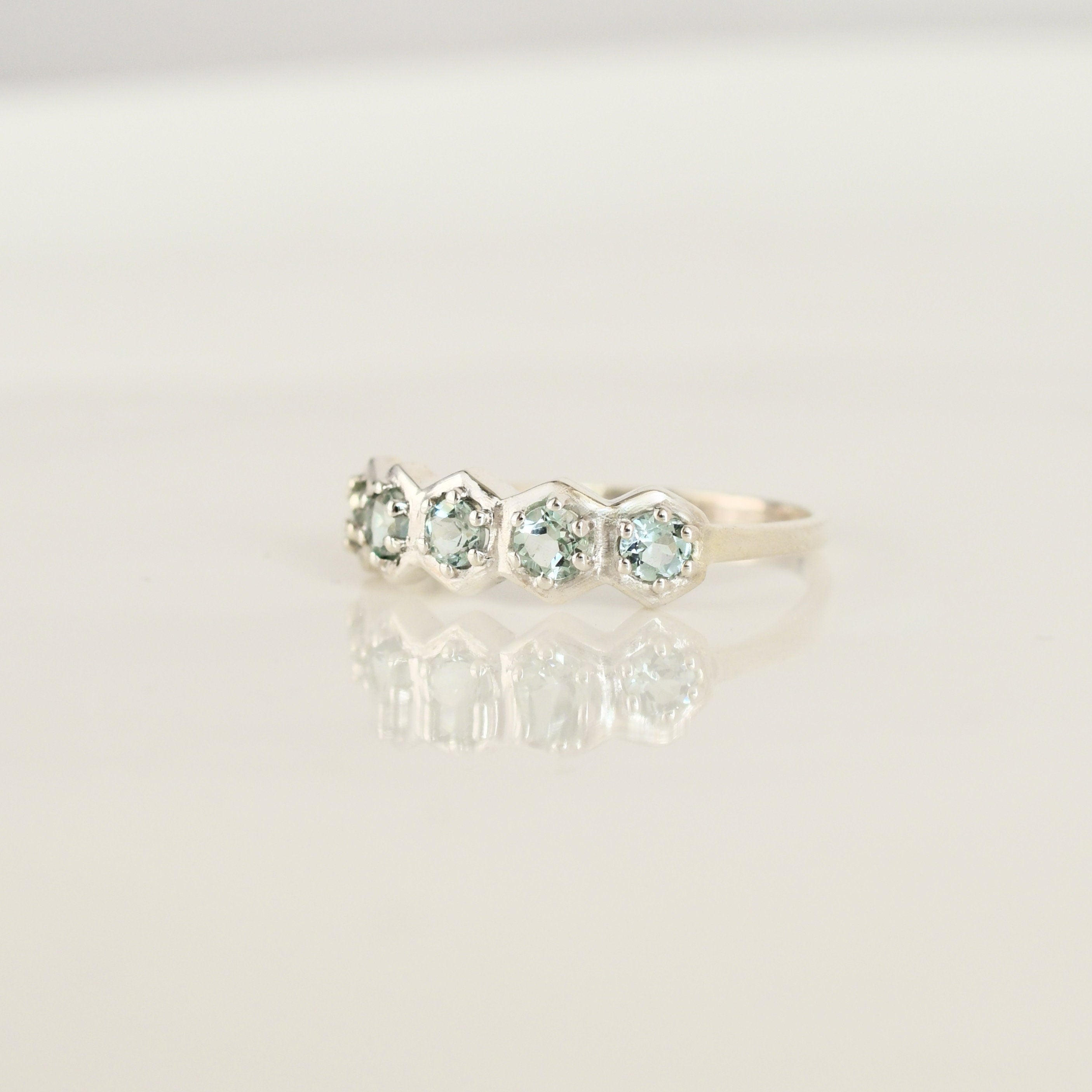 Blue Topaz Hexagon Band Ring