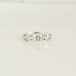 Blue Topaz Hexagon Band Ring in 925 sterling silver