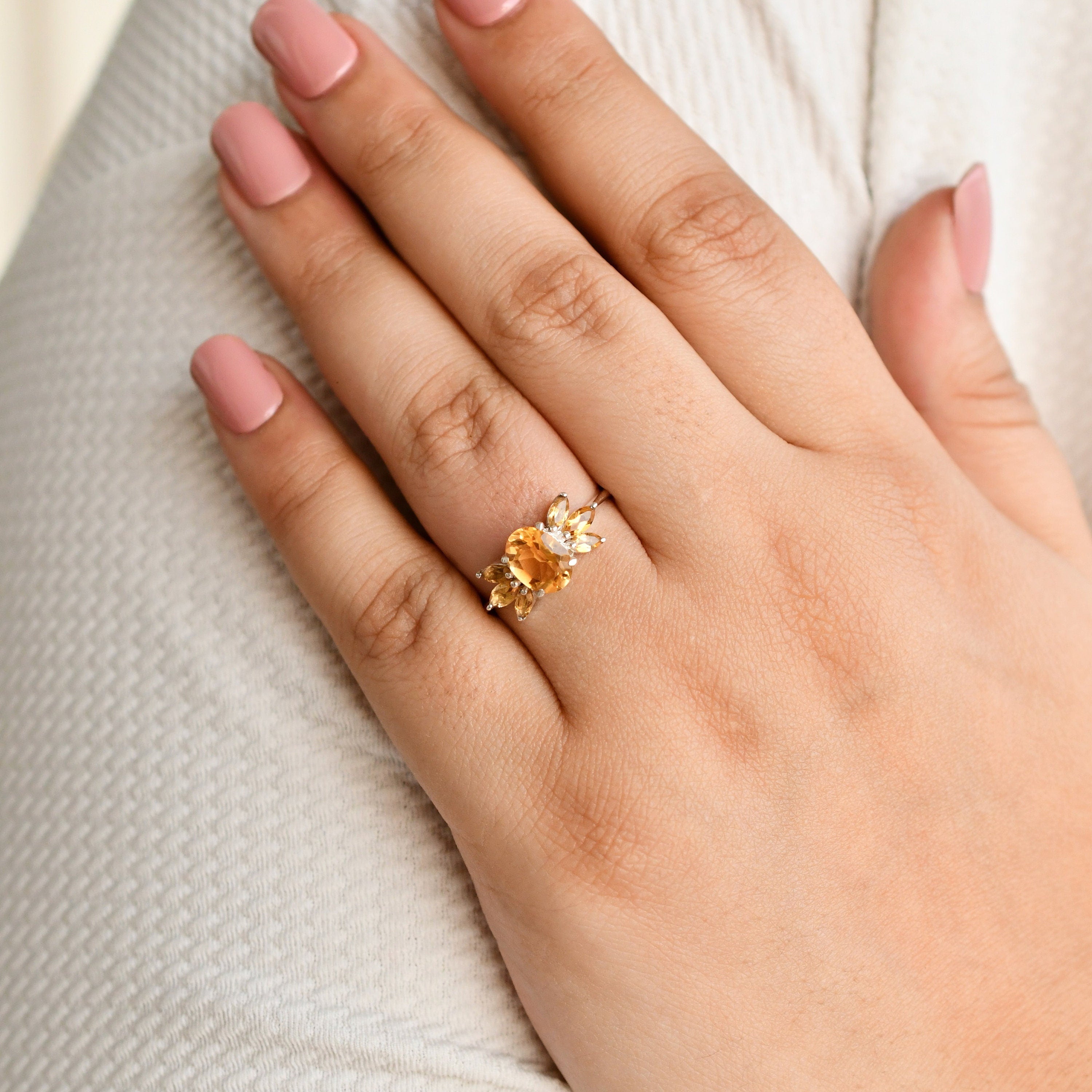 Citrine Cluster Ring