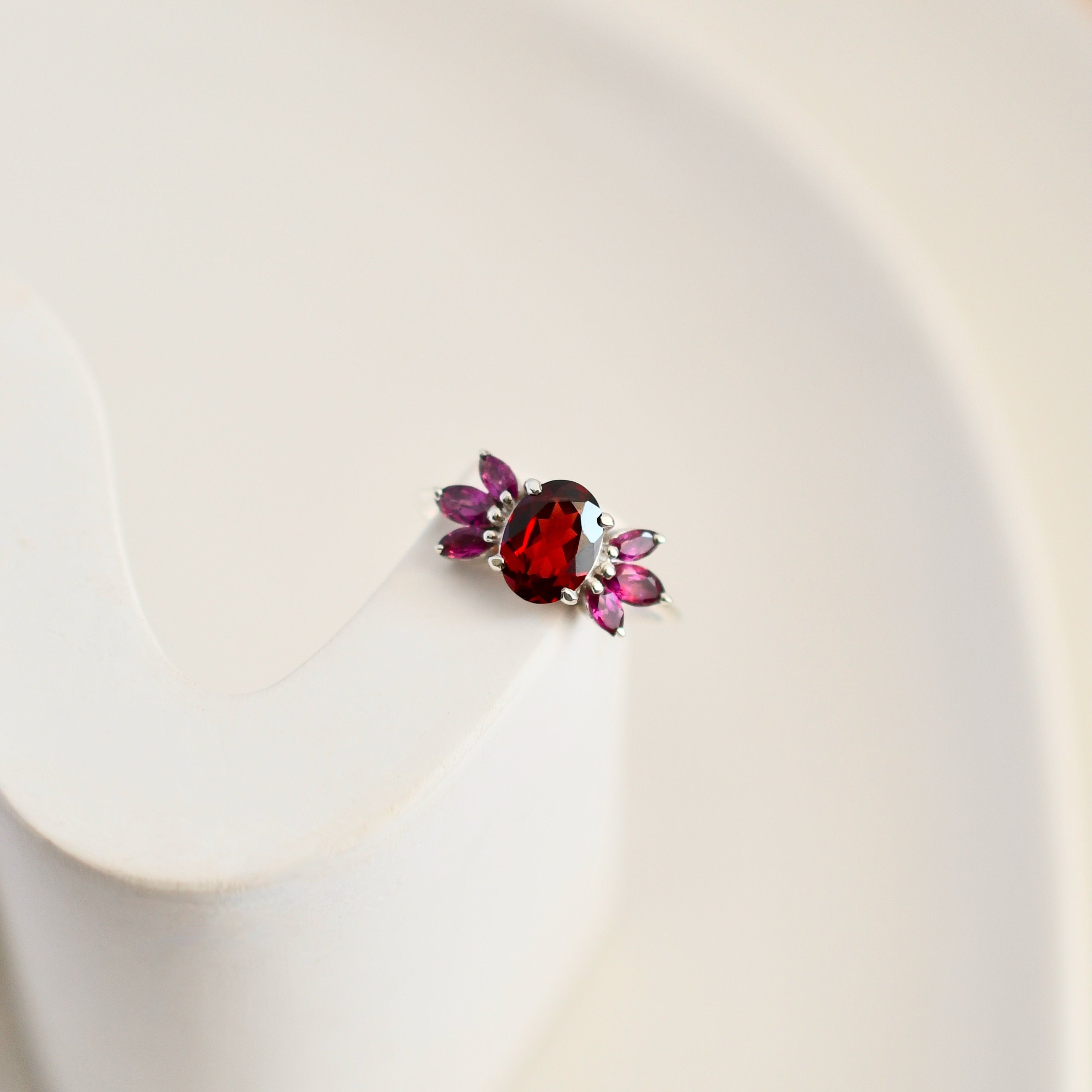 Rhodolite Garnet Cluster Ring