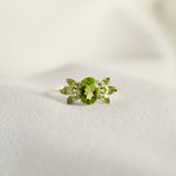 Peridot Cluster Ring in 925 sterling silver