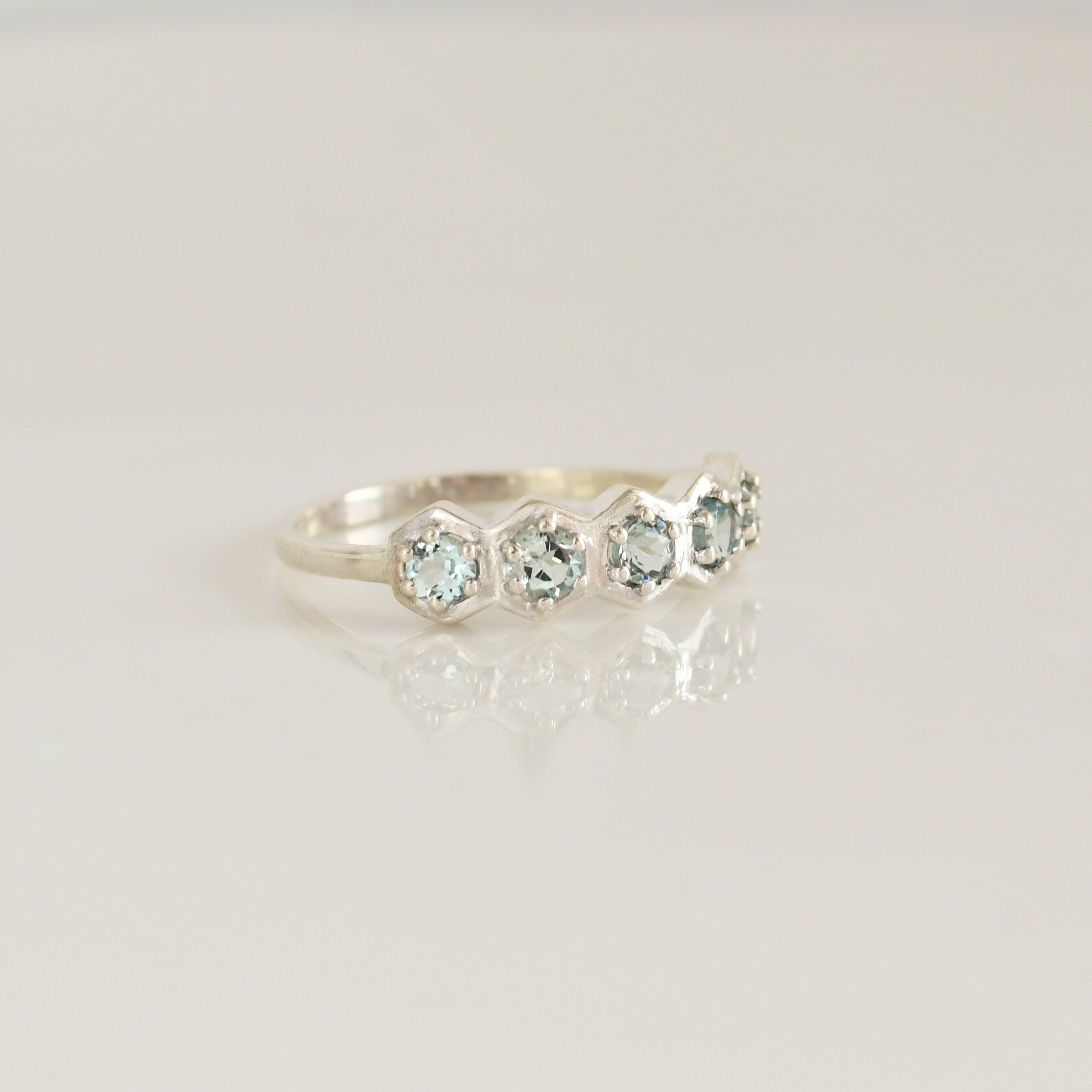Blue Topaz Hexagon Band Ring