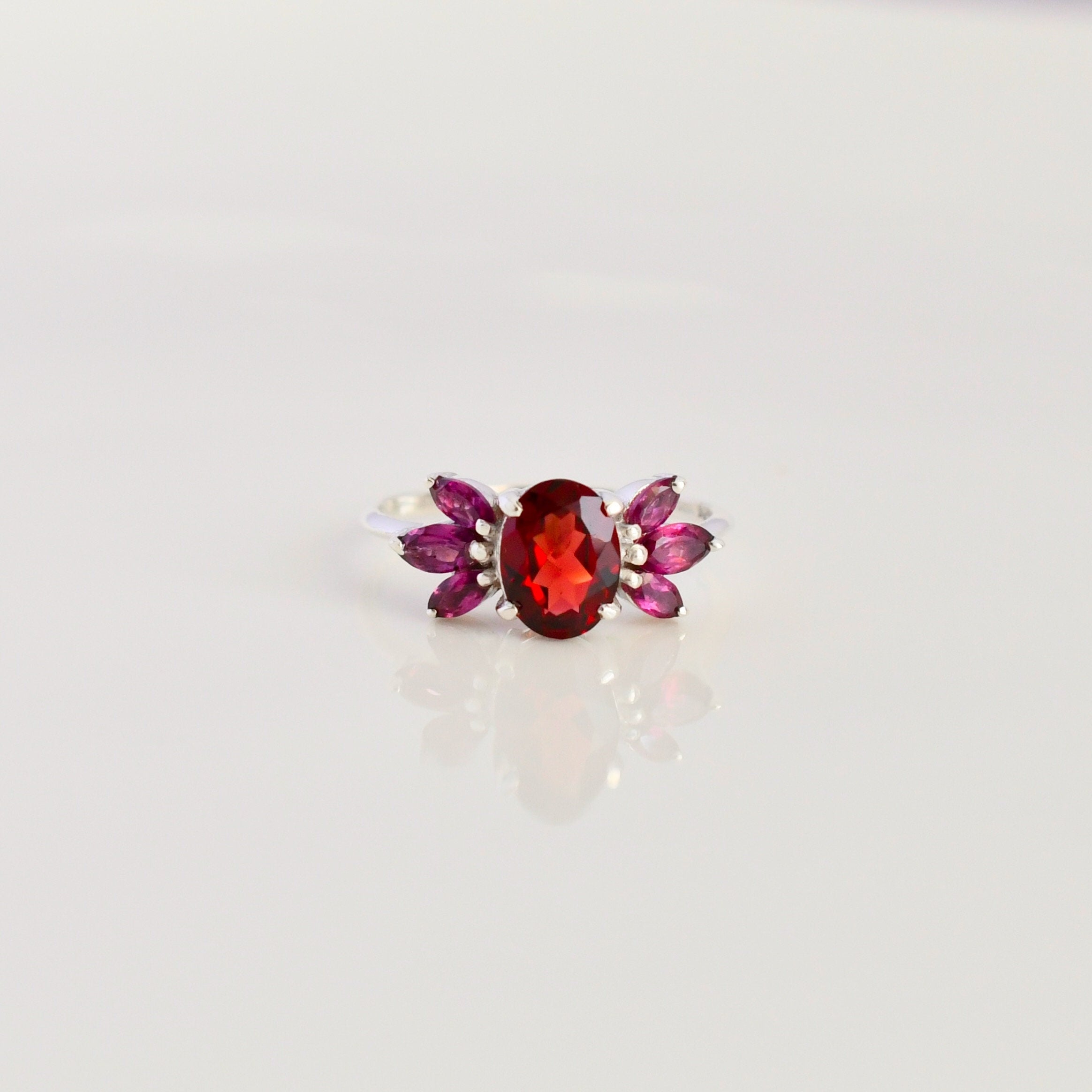 Rhodolite Garnet Cluster Ring
