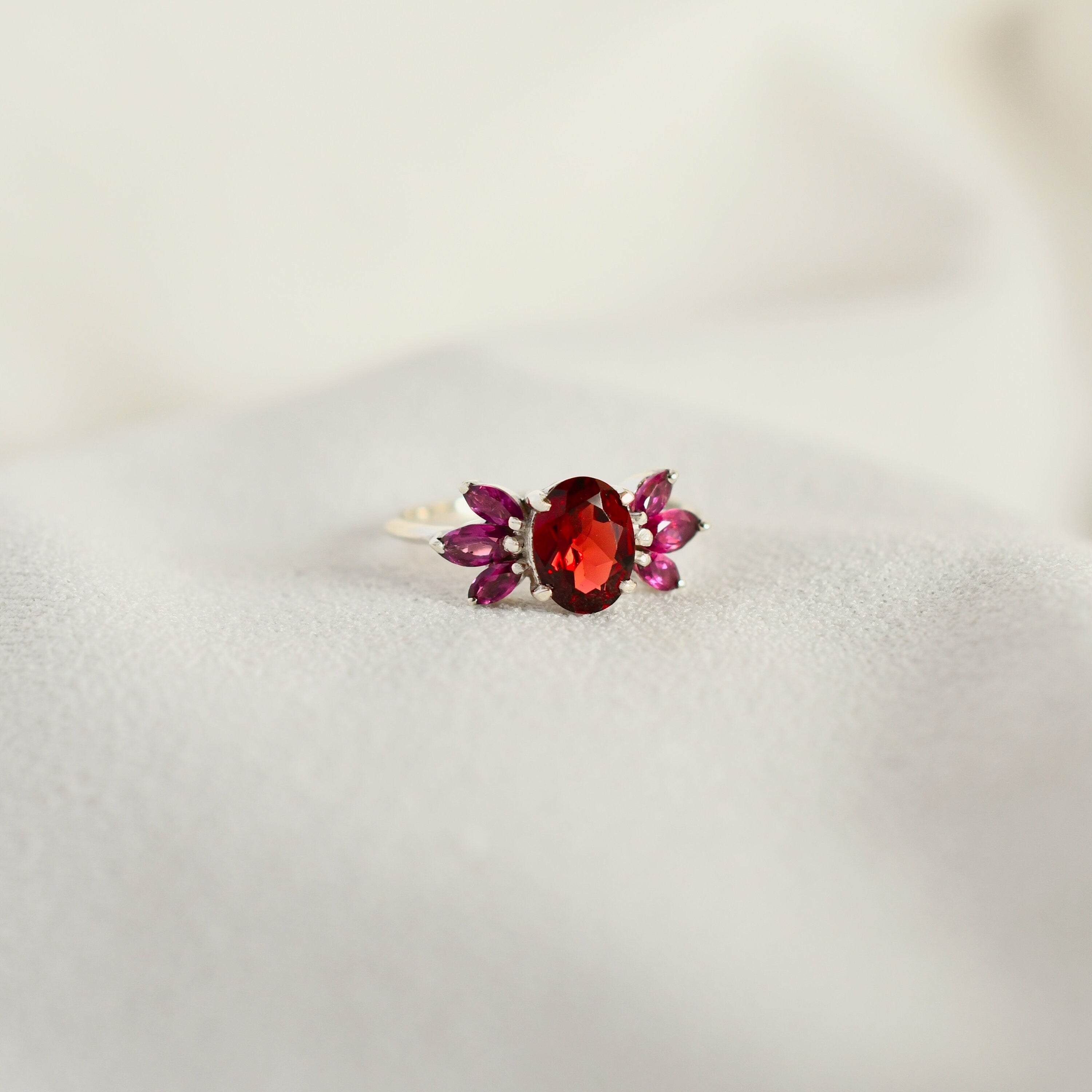Rhodolite Garnet Cluster Ring