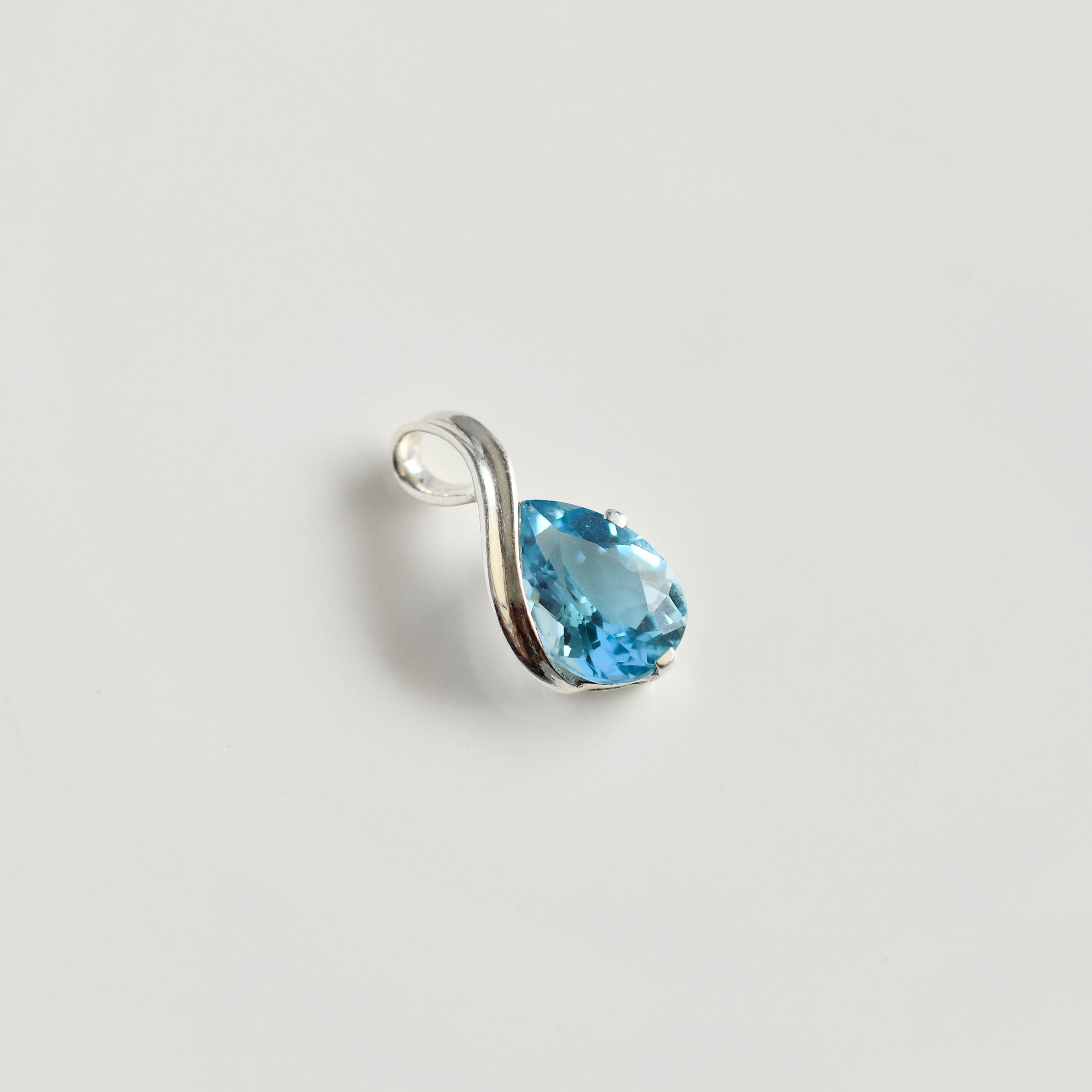 Pear Blue Topaz Pendant