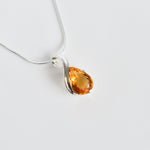 Pear Cut Citrine Pendant in 925 sterling silver