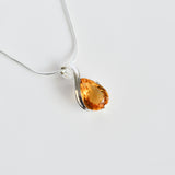 Pear Cut Citrine Pendant in 925 sterling silver