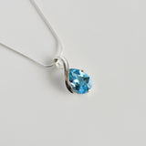 Pear Blue Topaz Pendant in 925 sterling silver