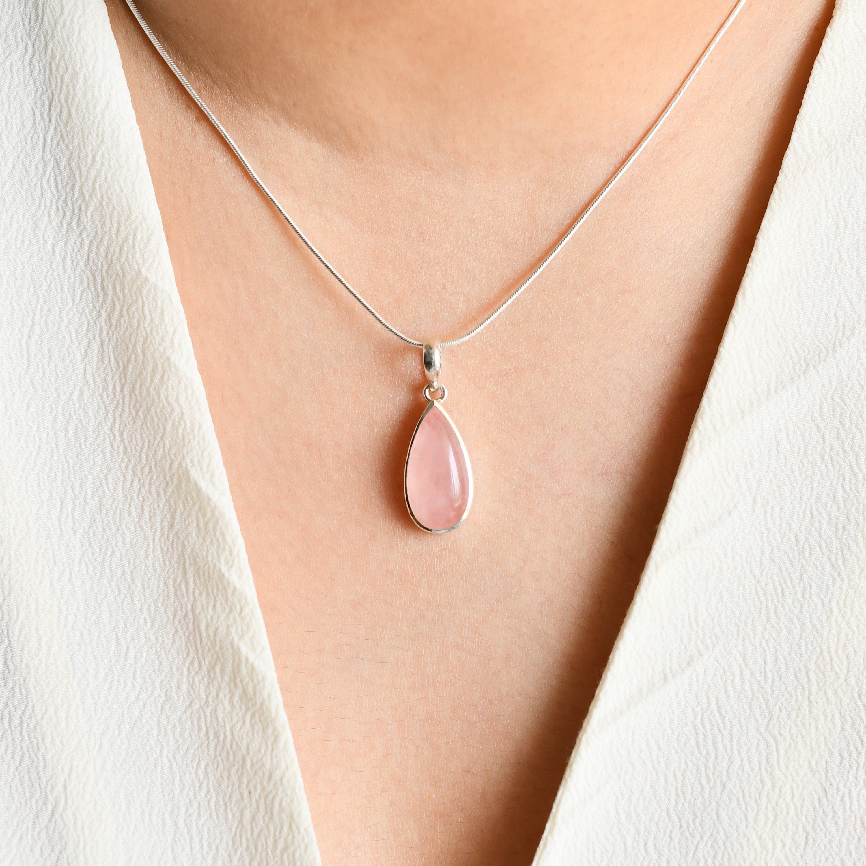 Rose Quartz Pear Drop Pendant