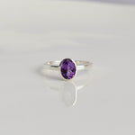Oval Amethyst Ring in 925 sterling silver