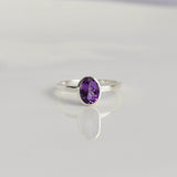 Oval Amethyst Ring in 925 sterling silver
