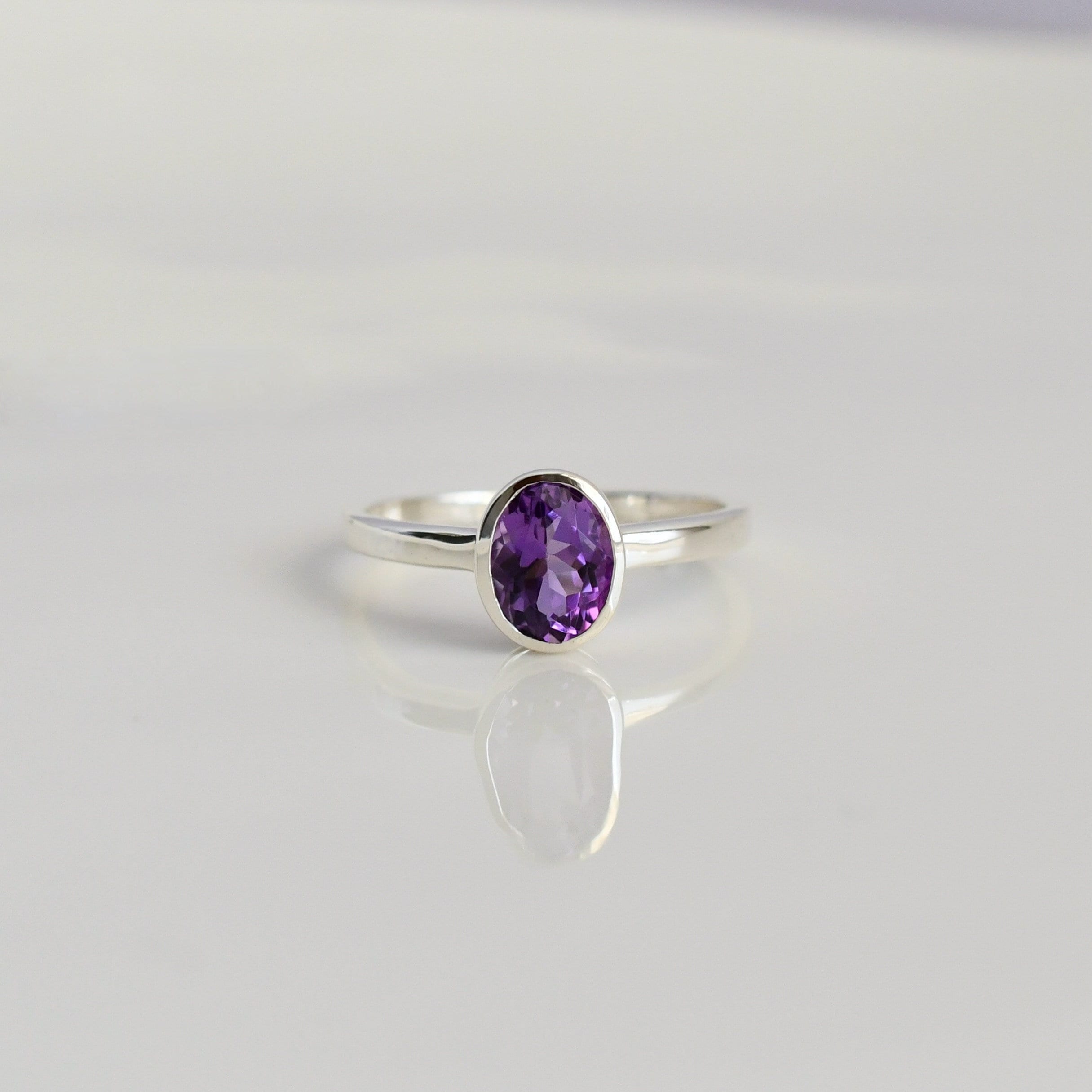 Oval Amethyst Ring in 925 sterling silver
