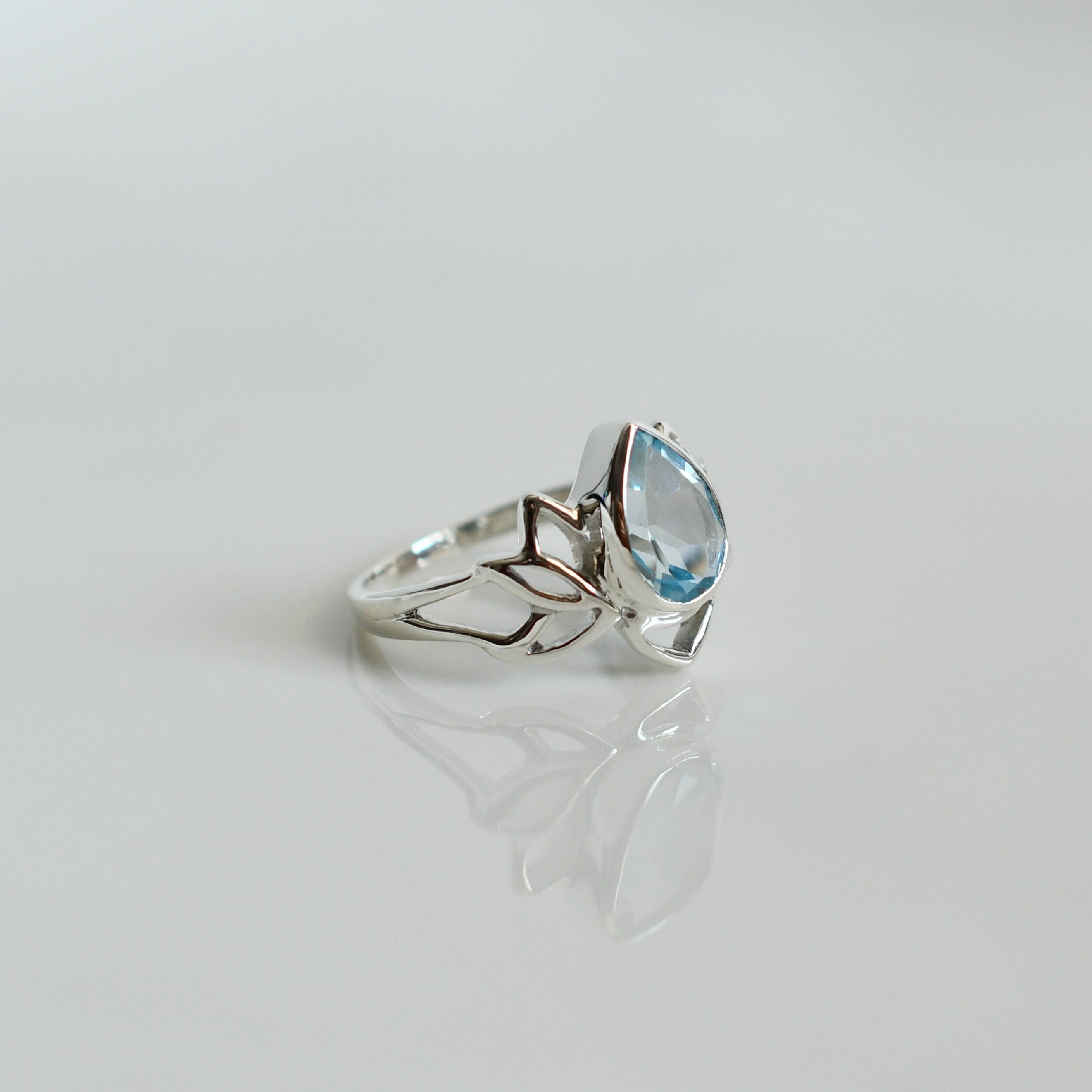 Lotus Blue Topaz Ring