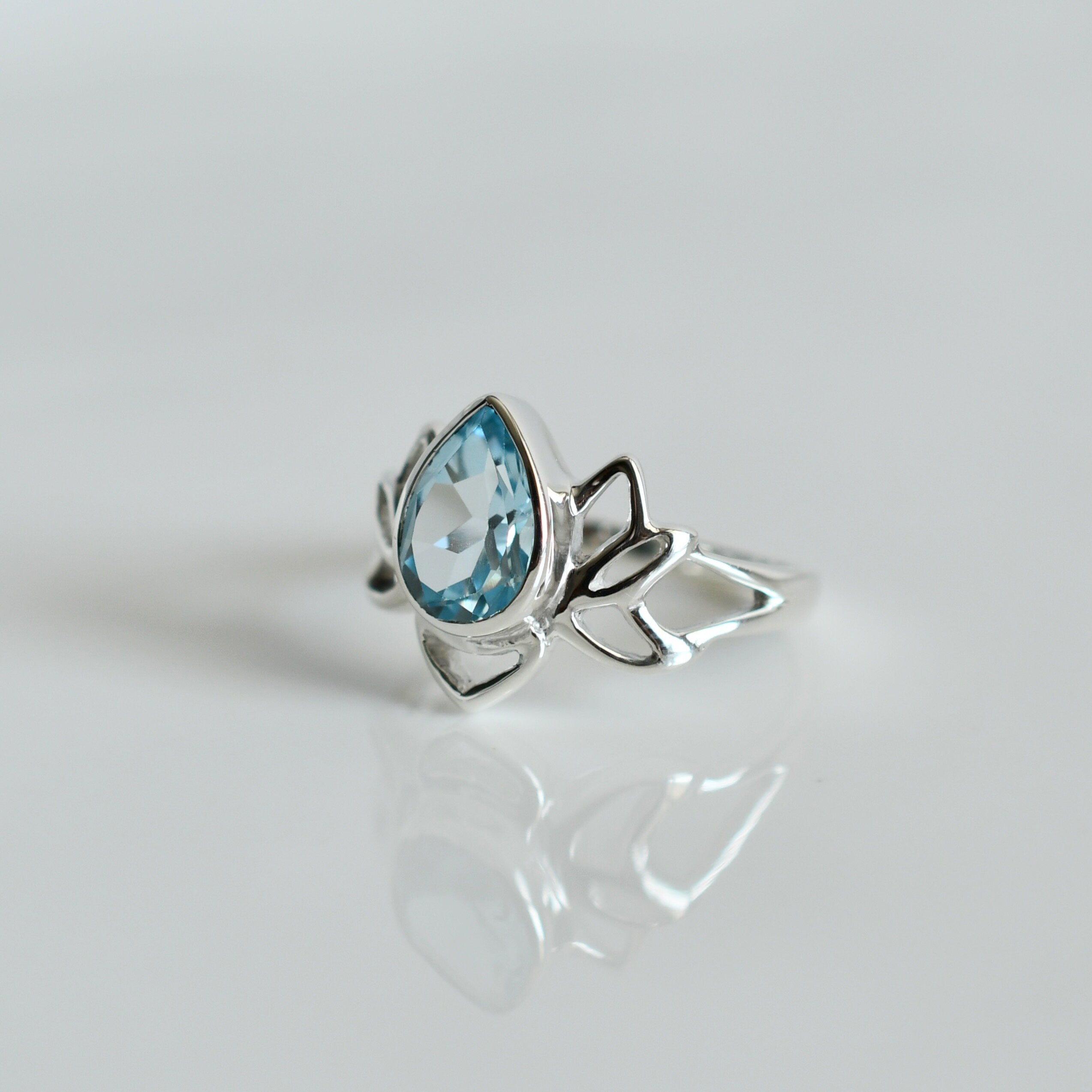 Lotus Blue Topaz Ring