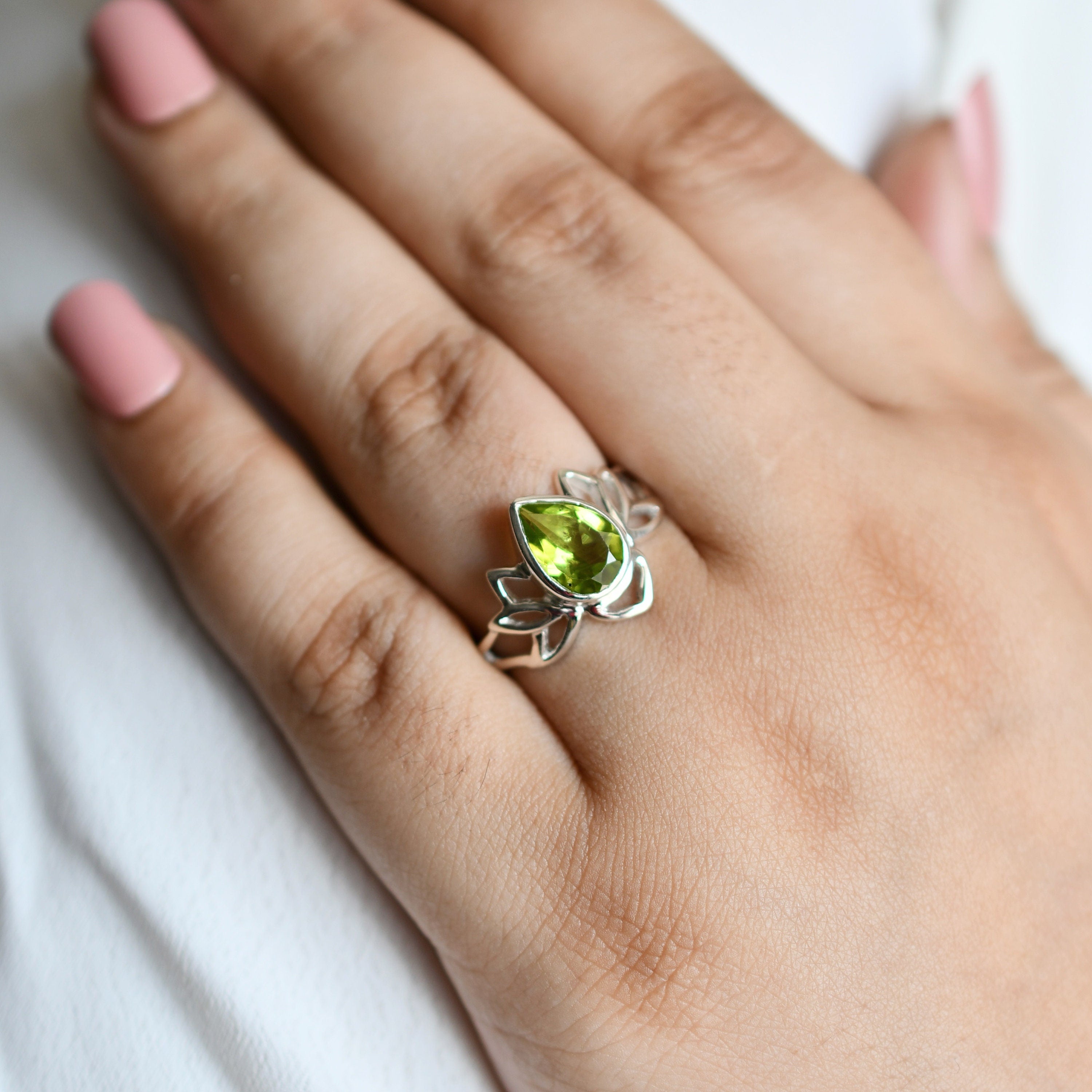 Lotus Peridot Ring