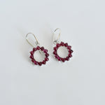 Garnet Halo Dangle Earrings